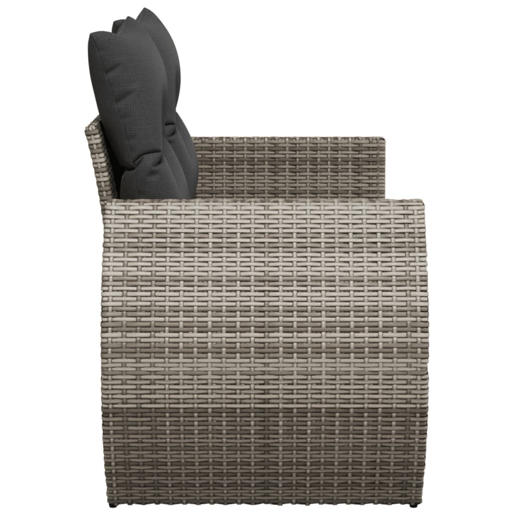 Garden Sofa 2-Seater with Cushions Grey Poly Rattan