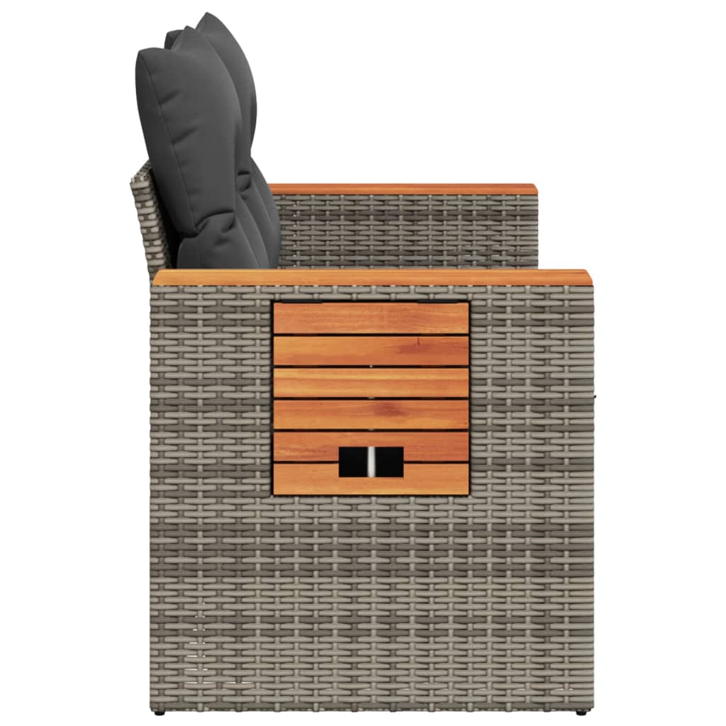 Garden Sofa 2-Seater with Cushions Grey Poly Rattan