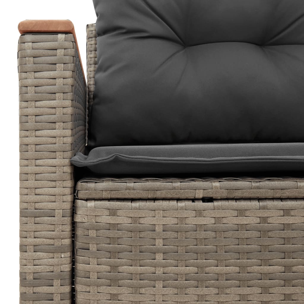 Garden Sofa 2-Seater with Cushions Grey Poly Rattan