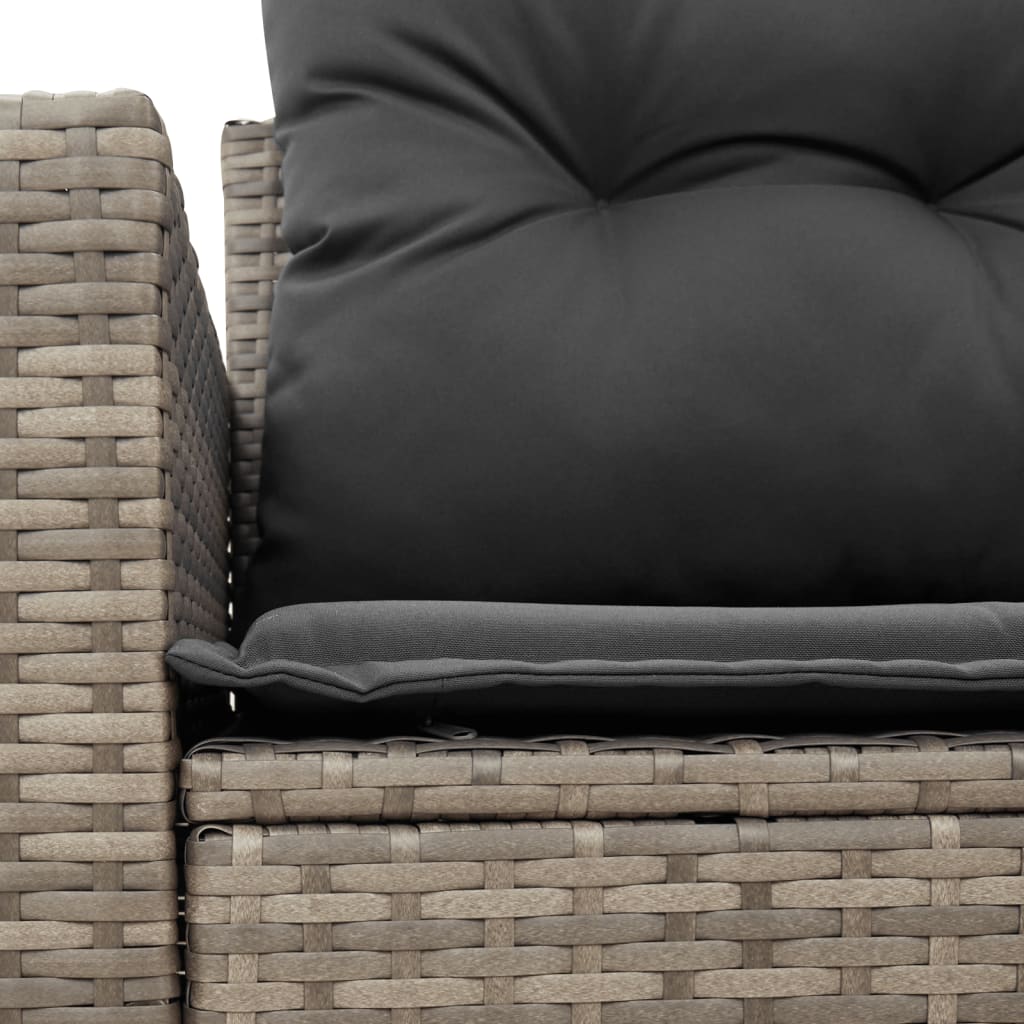 Garden Sofa 2-Seater with Cushions Grey Poly Rattan