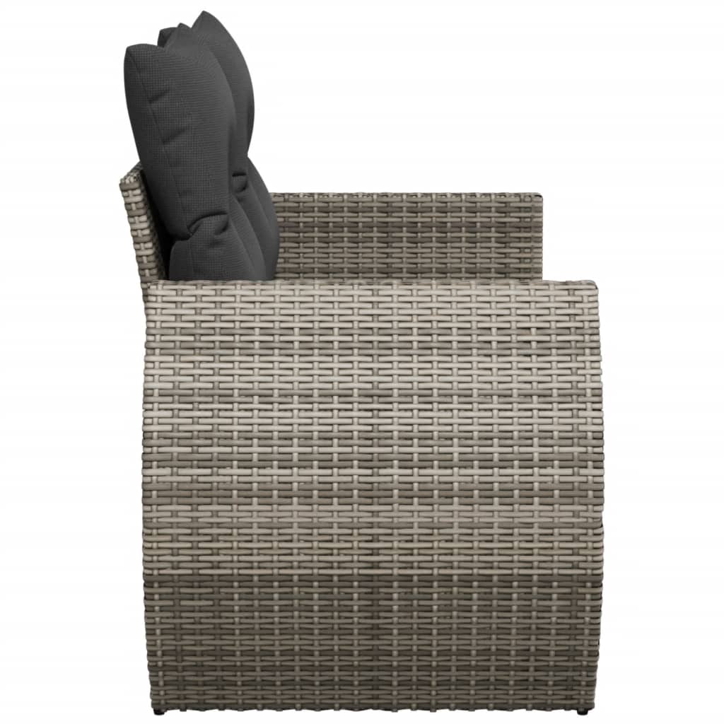 Garden Sofa 2-Seater with Cushions Grey Poly Rattan