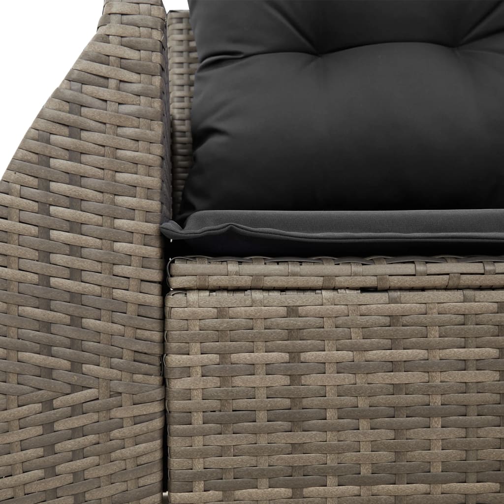 Garden Sofa 2-Seater with Cushions Grey Poly Rattan