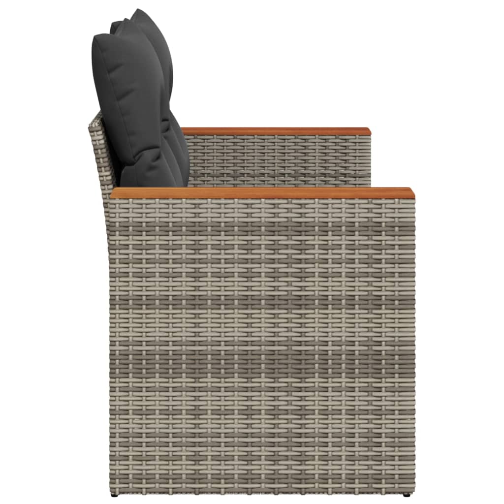 Garden Sofa 2-Seater with Cushions Grey Poly Rattan