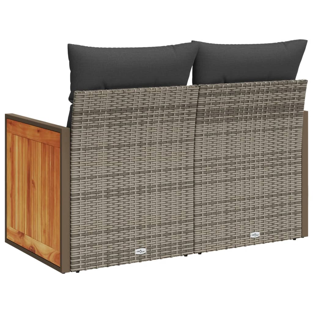 Garden Sofa 2-Seater with Cushions Grey Poly Rattan