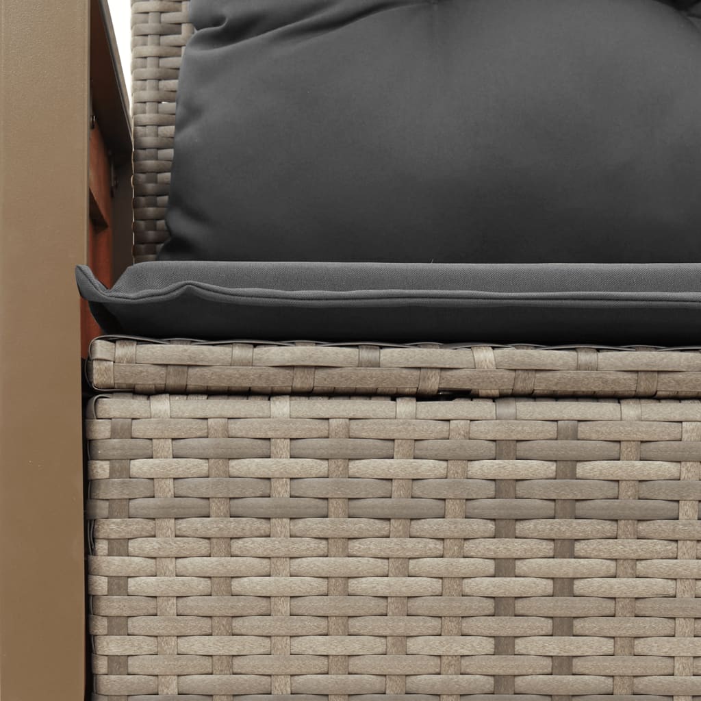 Garden Sofa 2-Seater with Cushions Grey Poly Rattan