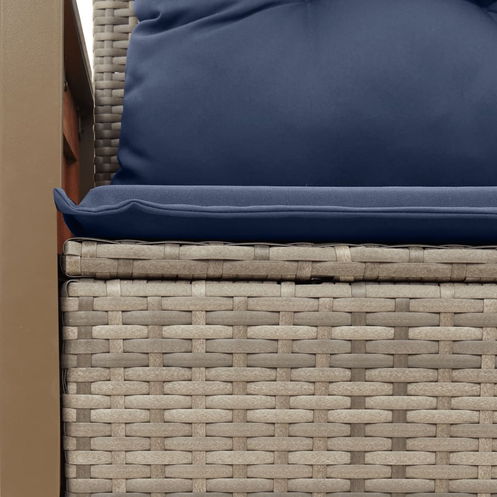Gartensofa mit Kissen 2-Sitzer Grau Poly Rattan