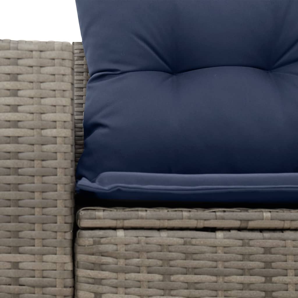 Gartensofa 2-Sitzer mit Kissen Grau Poly Rattan