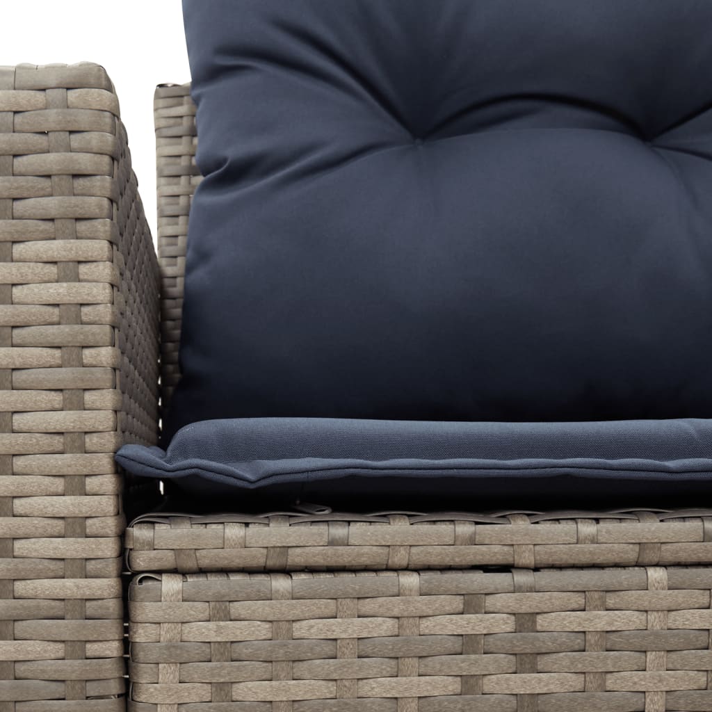 Gartensofa 2-Sitzer mit Kissen Grau Poly Rattan