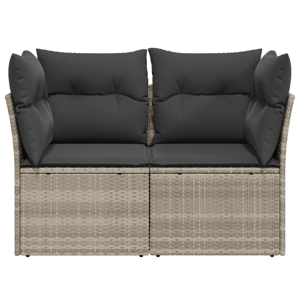 Garden Sofa with Cushions 2-Seater Light Grey Poly Rattan