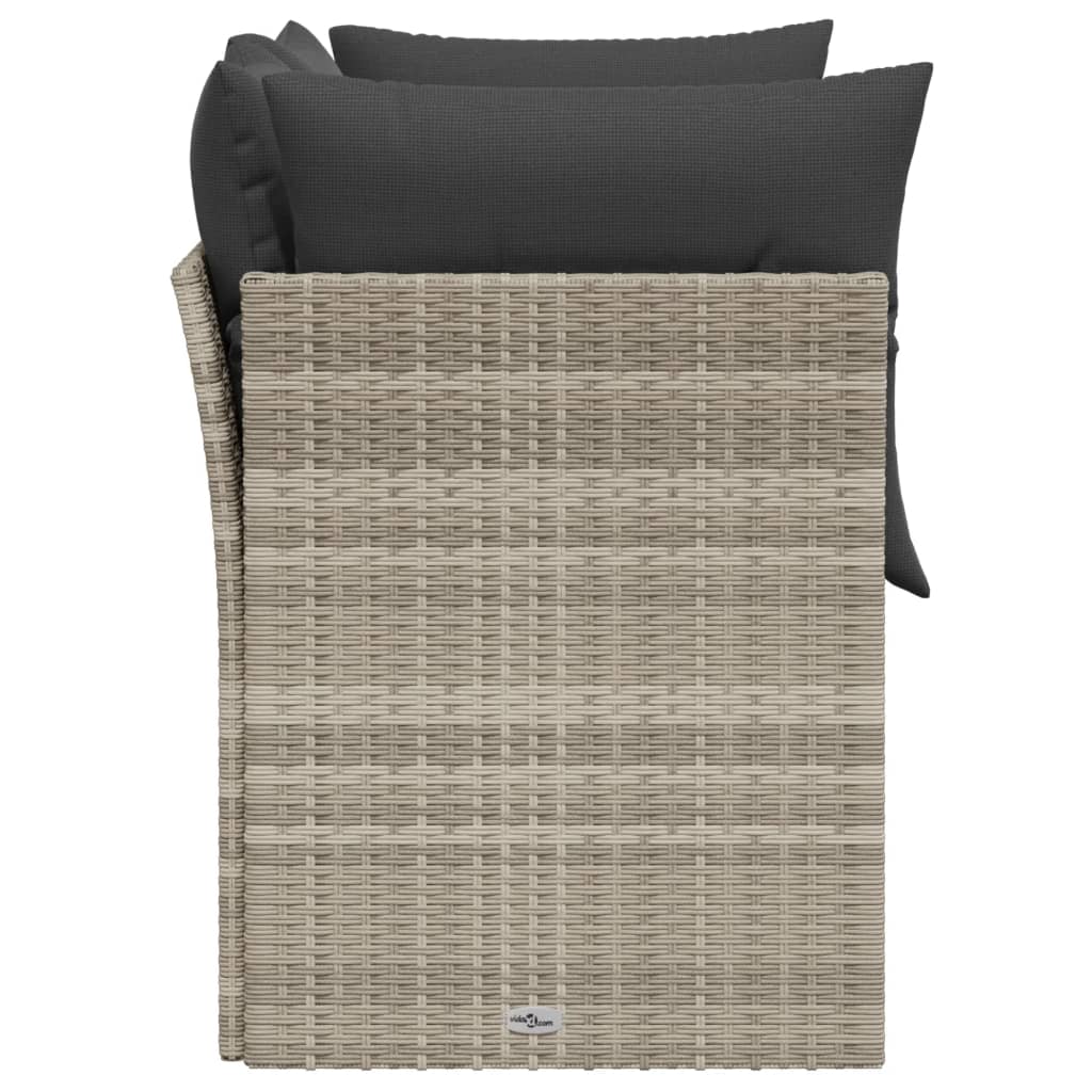 Garden Sofa with Cushions 2-Seater Light Grey Poly Rattan