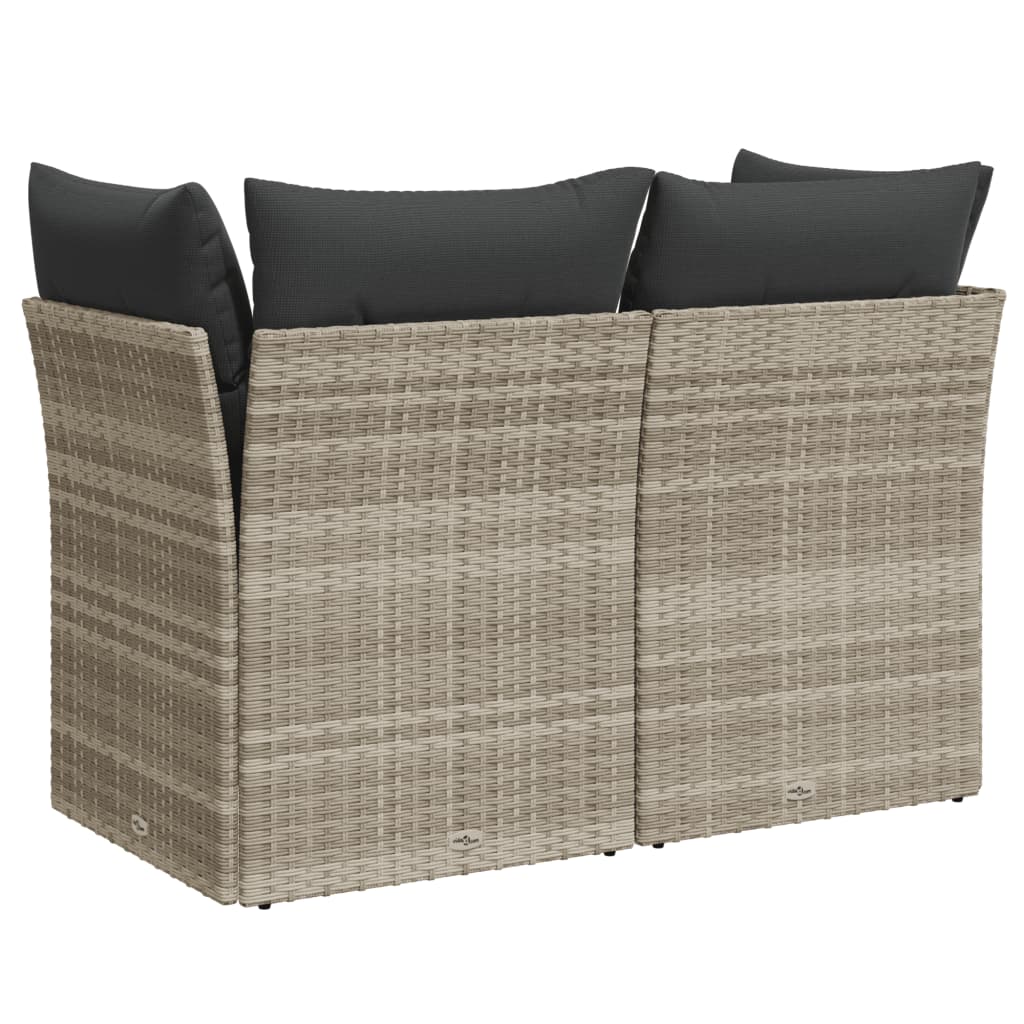 Garden Sofa with Cushions 2-Seater Light Grey Poly Rattan