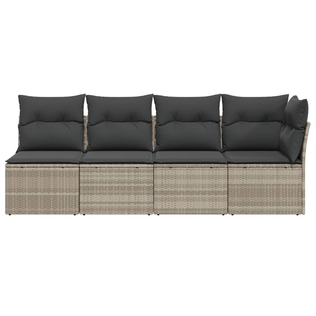 Garden Sofa with Cushions 4-Seater Light Grey Poly Rattan
