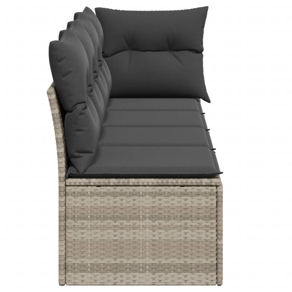 Garden Sofa with Cushions 4-Seater Light Grey Poly Rattan