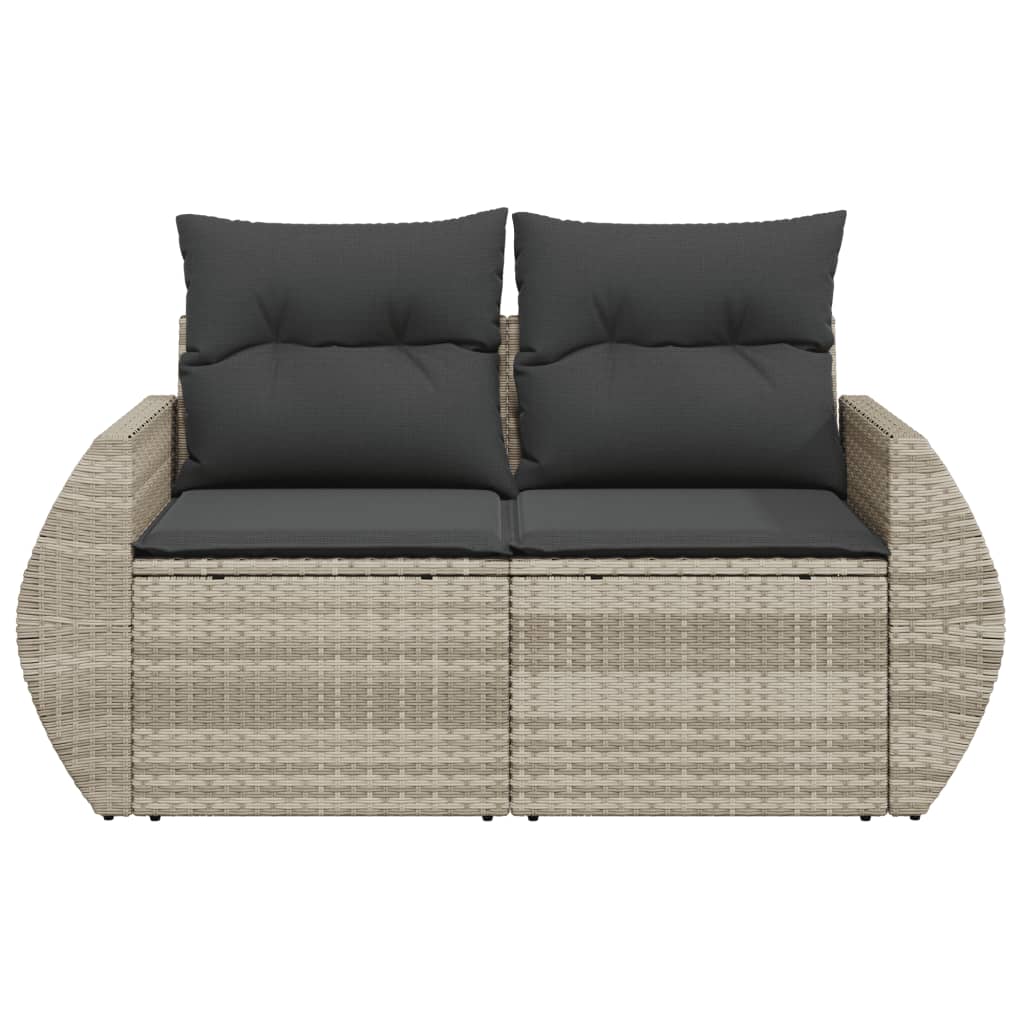 Garden Sofa with Cushions 2-Seater Light Grey Poly Rattan