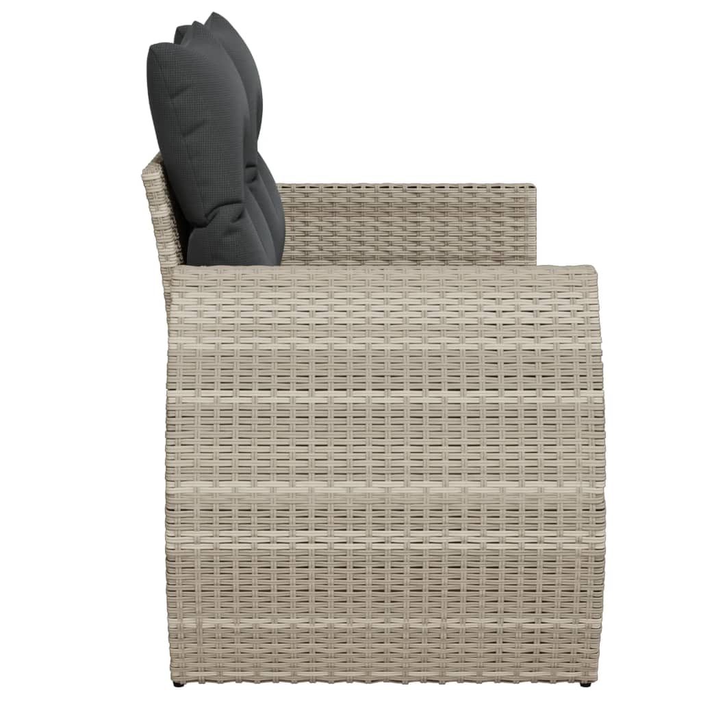 Garden Sofa with Cushions 2-Seater Light Grey Poly Rattan