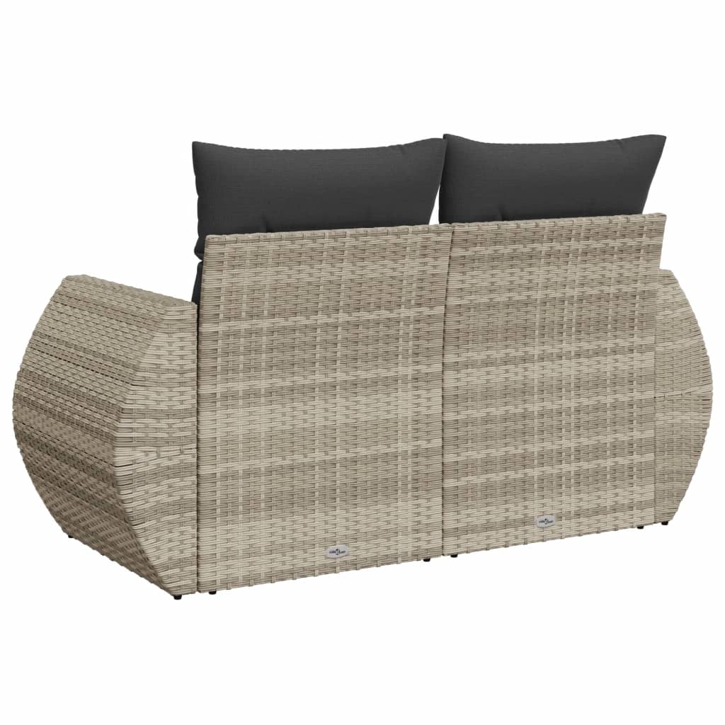 Garden Sofa with Cushions 2-Seater Light Grey Poly Rattan