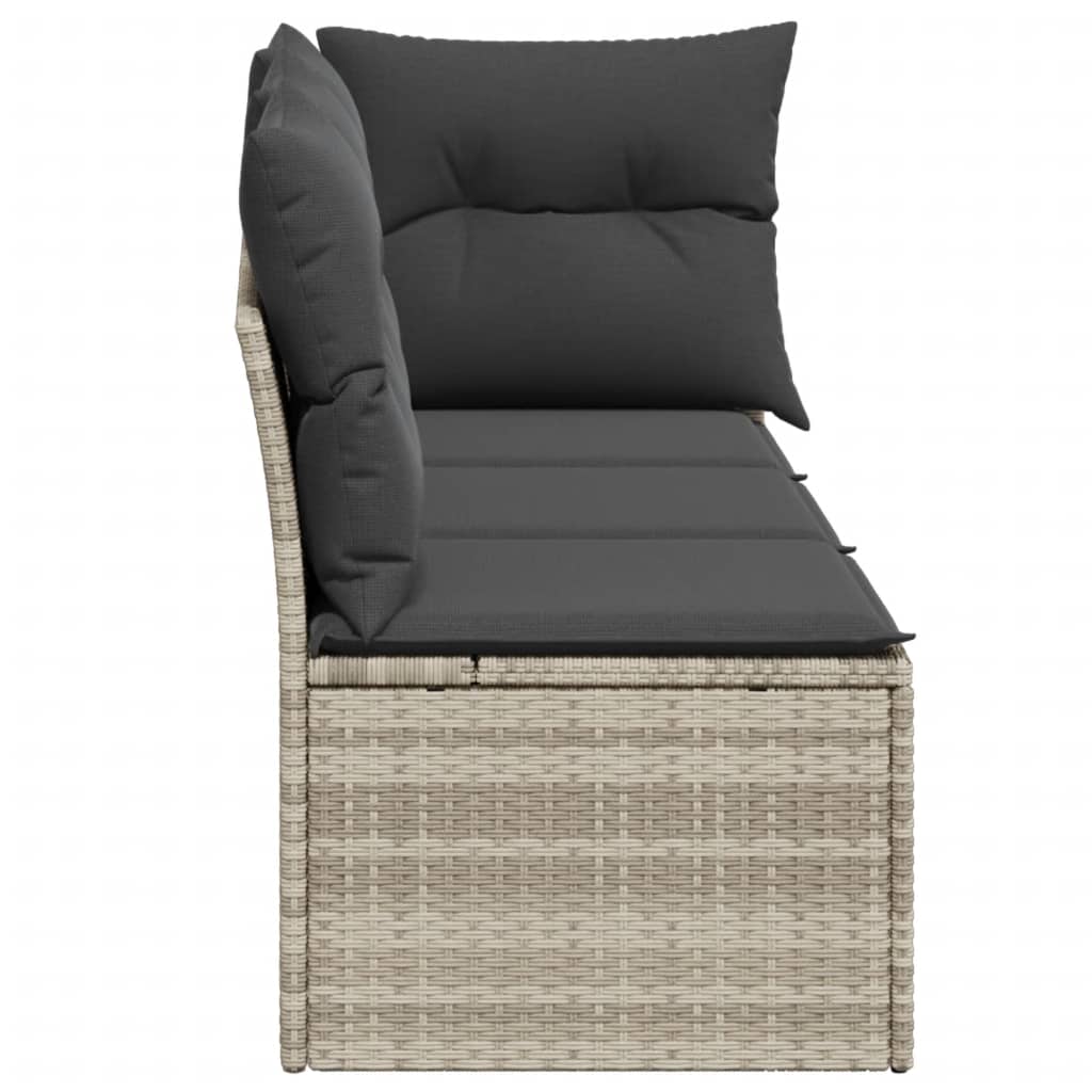 Garden Sofa with Cushions 3-Seater Light Grey Poly Rattan