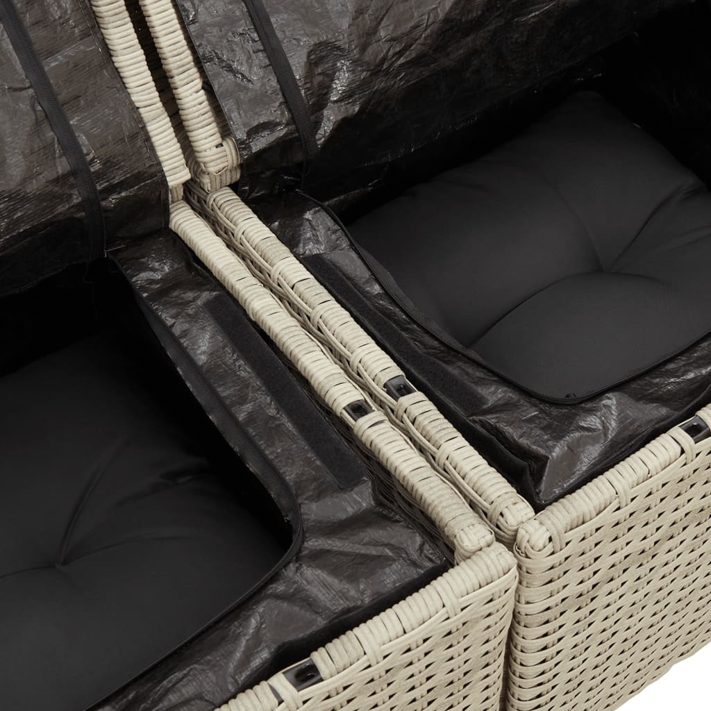 Garden Sofa with Cushions 3-Seater Light Grey Poly Rattan
