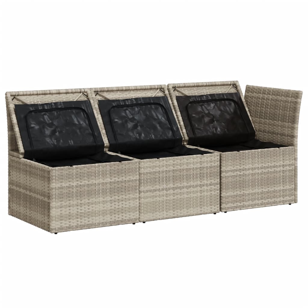 Garden Sofa with Cushions 3-Seater Light Grey Poly Rattan