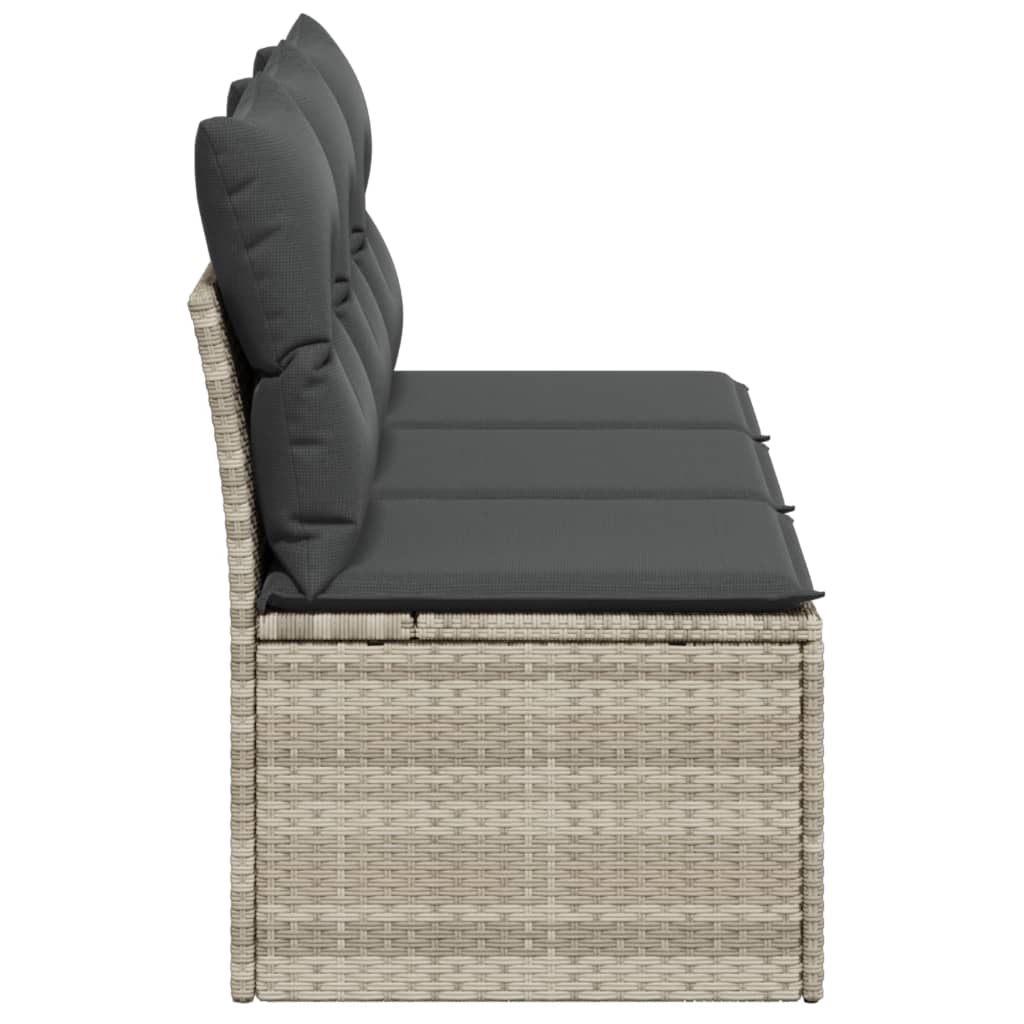Garden Sofa with Cushions 3-Seater Light Grey Poly Rattan
