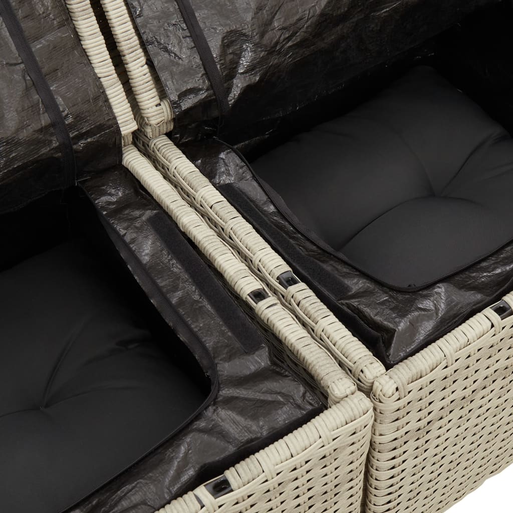 Garden Sofa with Cushions 3-Seater Light Grey Poly Rattan