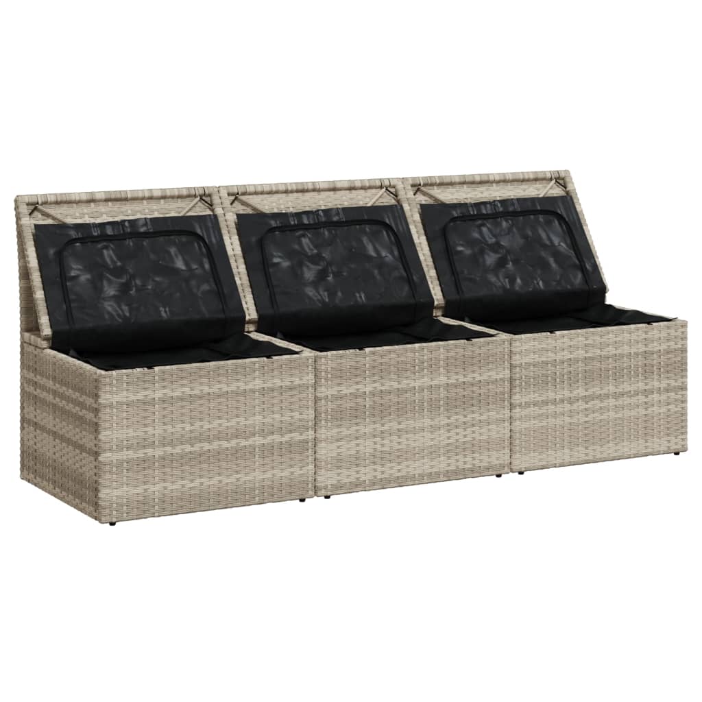 Garden Sofa with Cushions 3-Seater Light Grey Poly Rattan