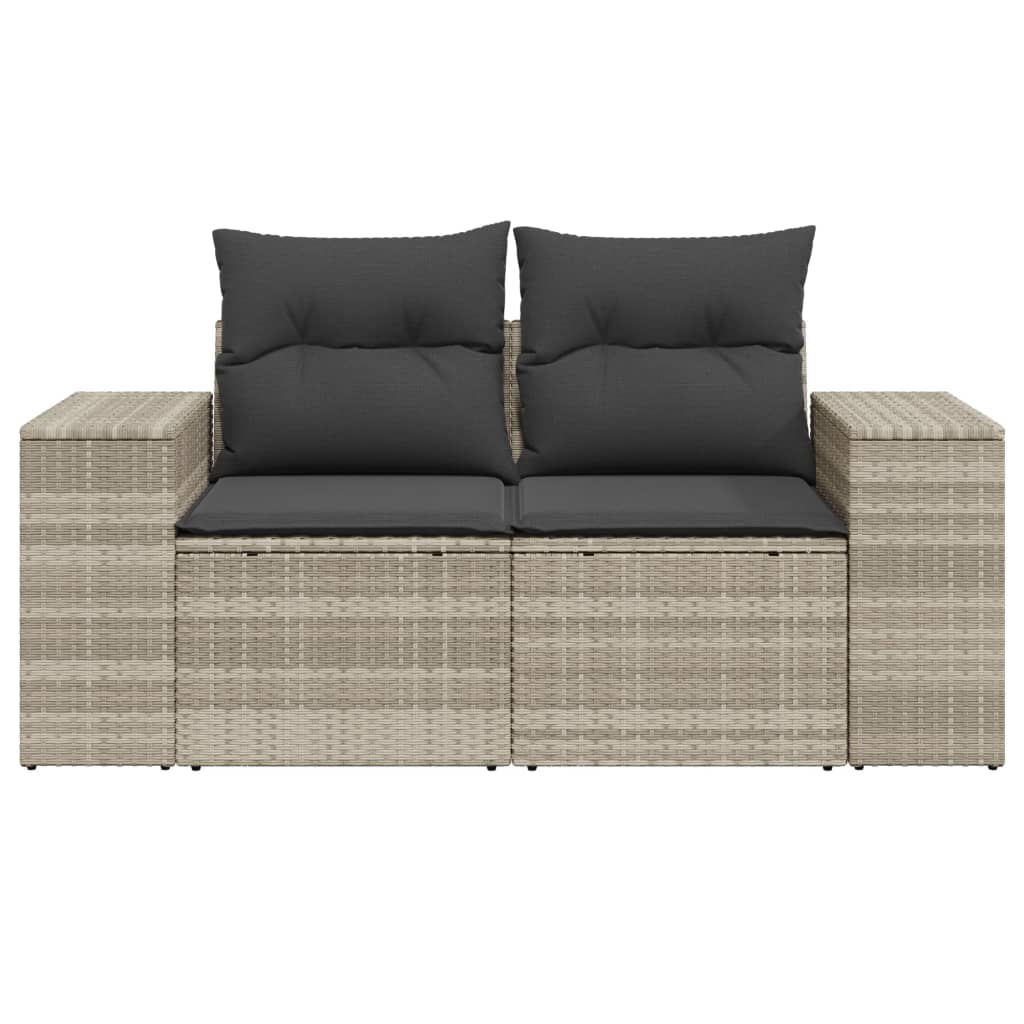 Garden Sofa with Cushions 2-Seater Light Grey Poly Rattan