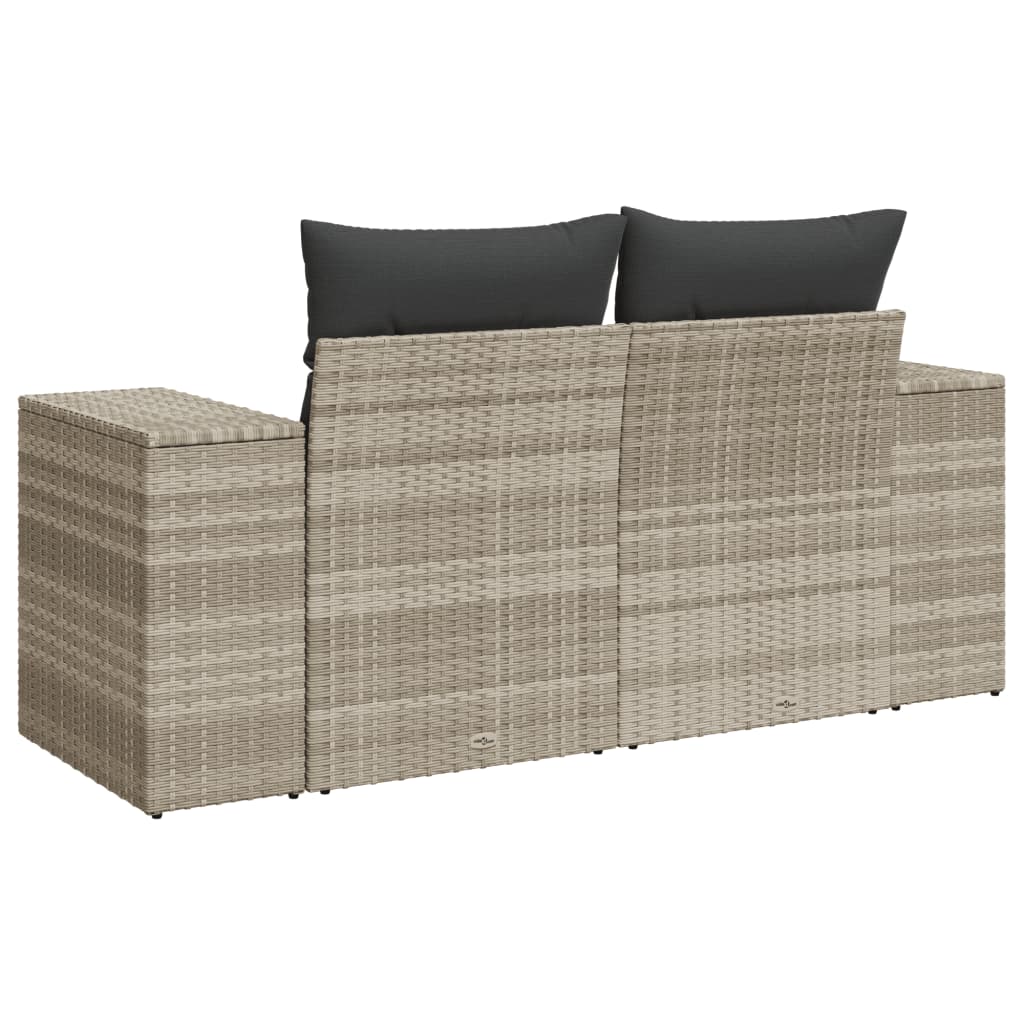 Garden Sofa with Cushions 2-Seater Light Grey Poly Rattan