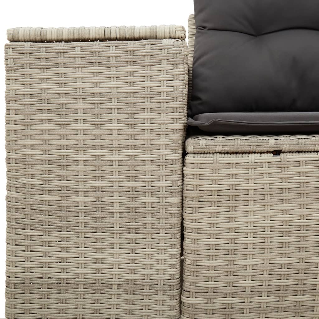 Garden Sofa with Cushions 2-Seater Light Grey Poly Rattan