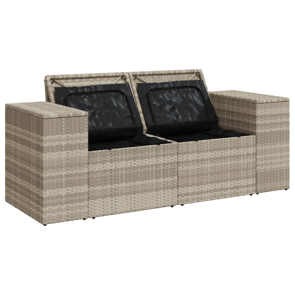 Garden Sofa with Cushions 2-Seater Light Grey Poly Rattan