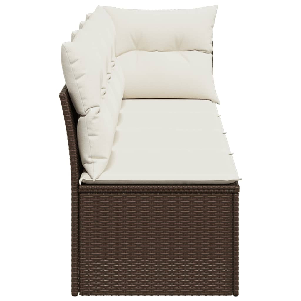 Garden Sofa with Cushions 4-Seater Brown Poly Rattan