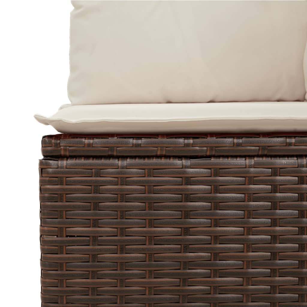 Garden Sofa with Cushions 4-Seater Brown Poly Rattan