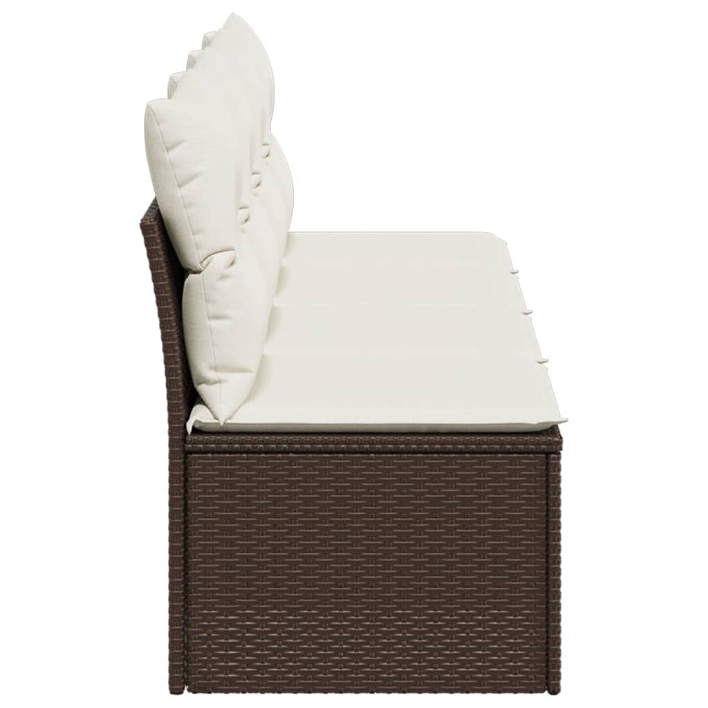 Garden Sofa with Cushions 4-Seater Brown Poly Rattan