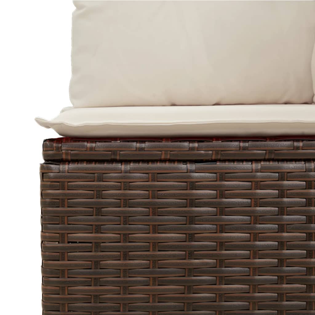 Garden Sofa with Cushions 3-Seater Brown Poly Rattan