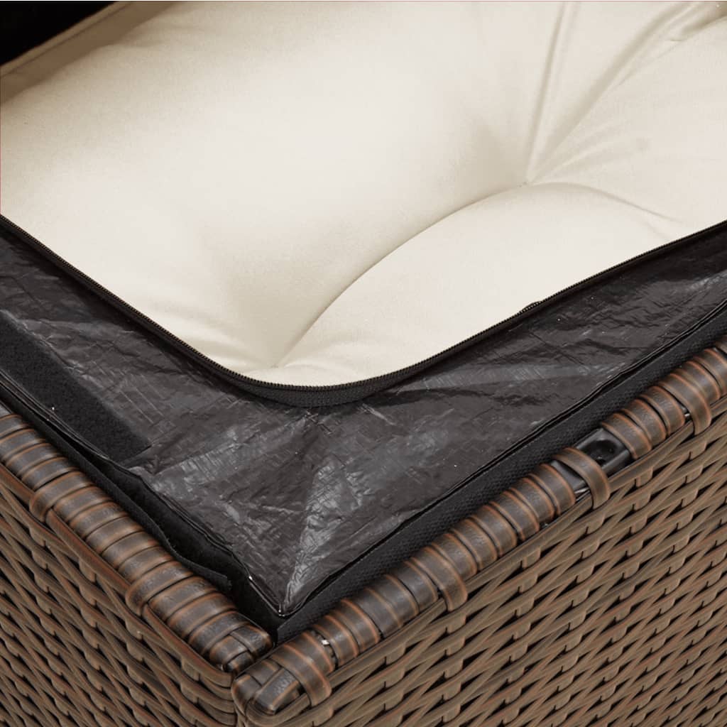 Garden Sofa with Cushions 3-Seater Brown Poly Rattan