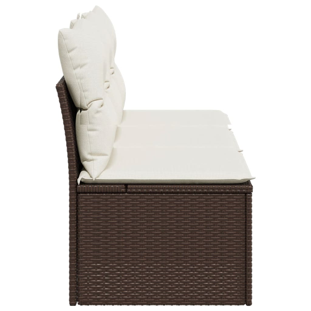 Garden Sofa with Cushions 3-Seater Brown Poly Rattan