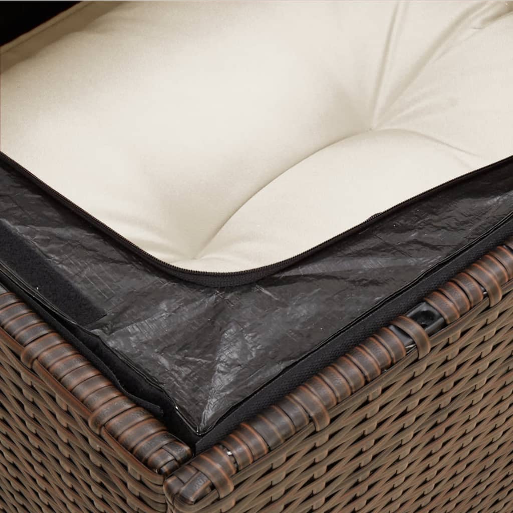 Garden Sofa with Cushions 3-Seater Brown Poly Rattan