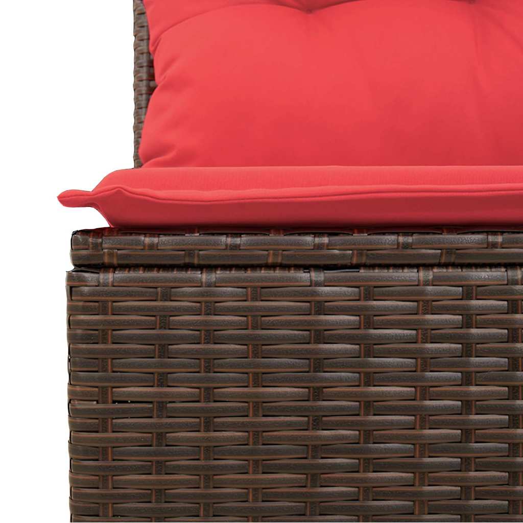 Gartensofa ohne Armlehnen mit Kissen Braun Poly Rattan
