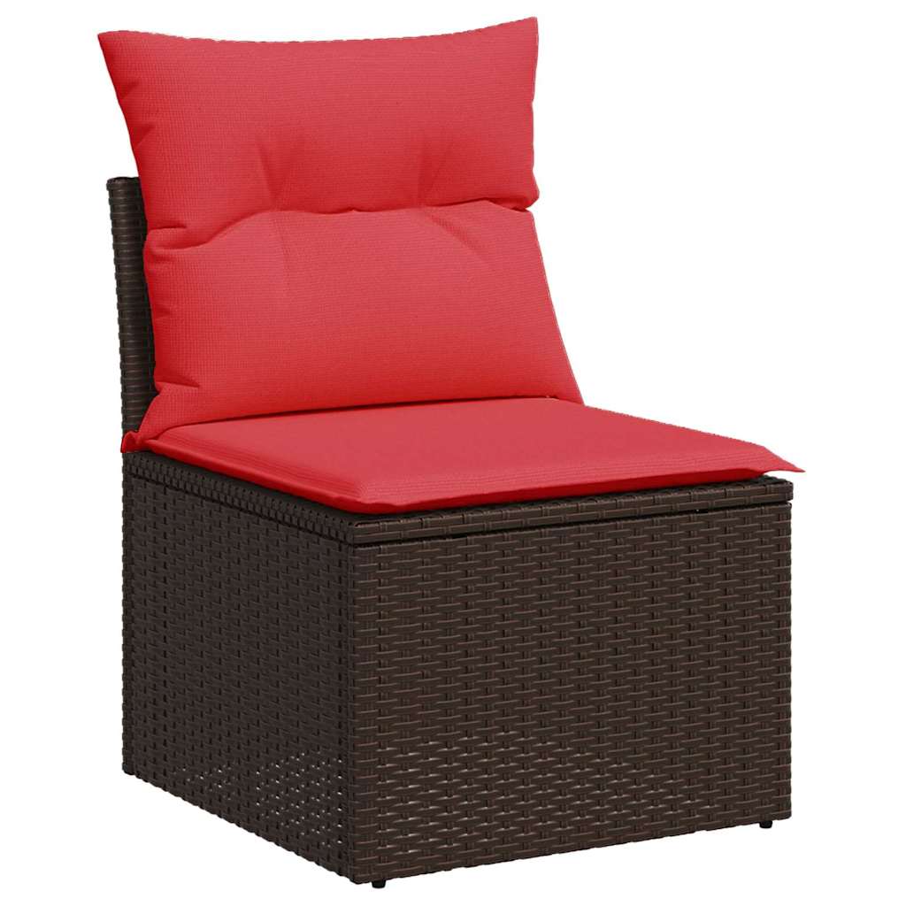 Gartensofa ohne Armlehnen mit Kissen Braun Poly Rattan