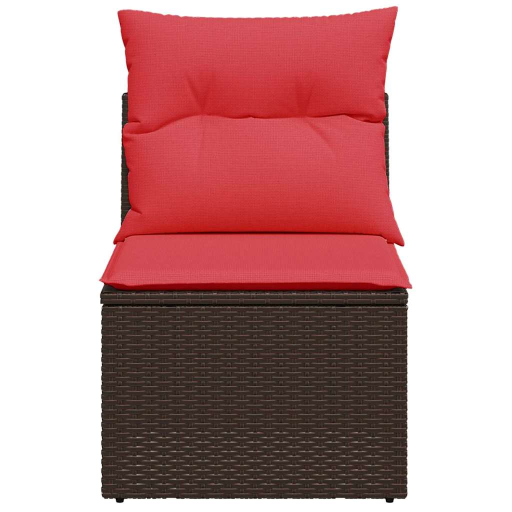 Gartensofa ohne Armlehnen mit Kissen Braun Poly Rattan