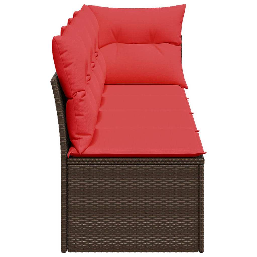 Canapé de jardin avec coussins 4 places en polyrotin marron