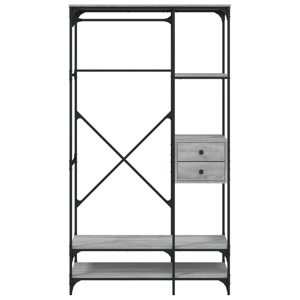 Clothes Rack with Drawers Grey Sonoma 100x40x180 cm