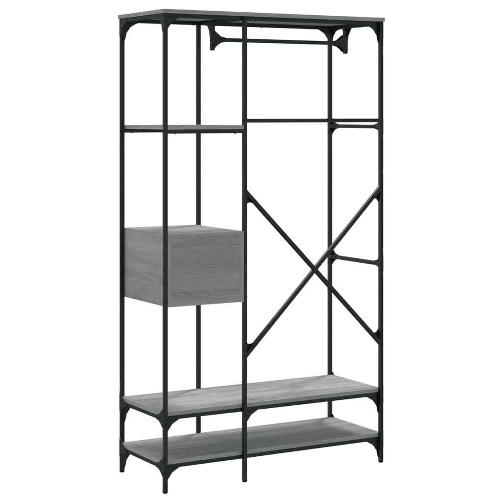 Clothes Rack with Drawers Grey Sonoma 100x40x180 cm