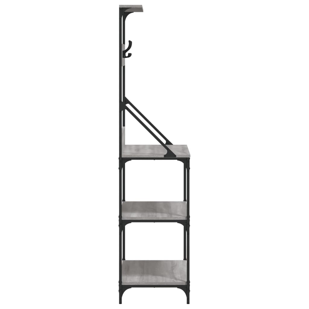 Baker's rack with hooks 4 shelves gray Sonoma wood material