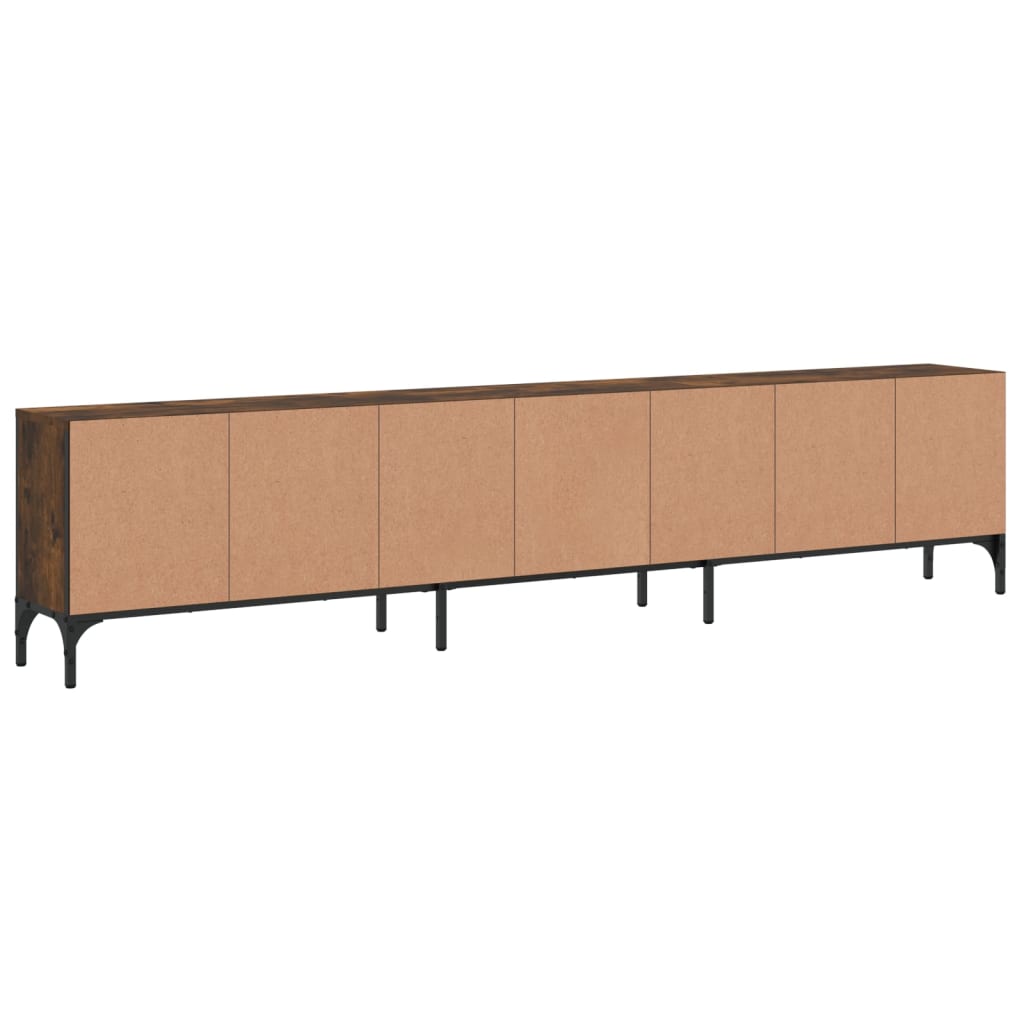 Meuble TV avec tiroir chêne fumé 200x25x44cm matériau bois