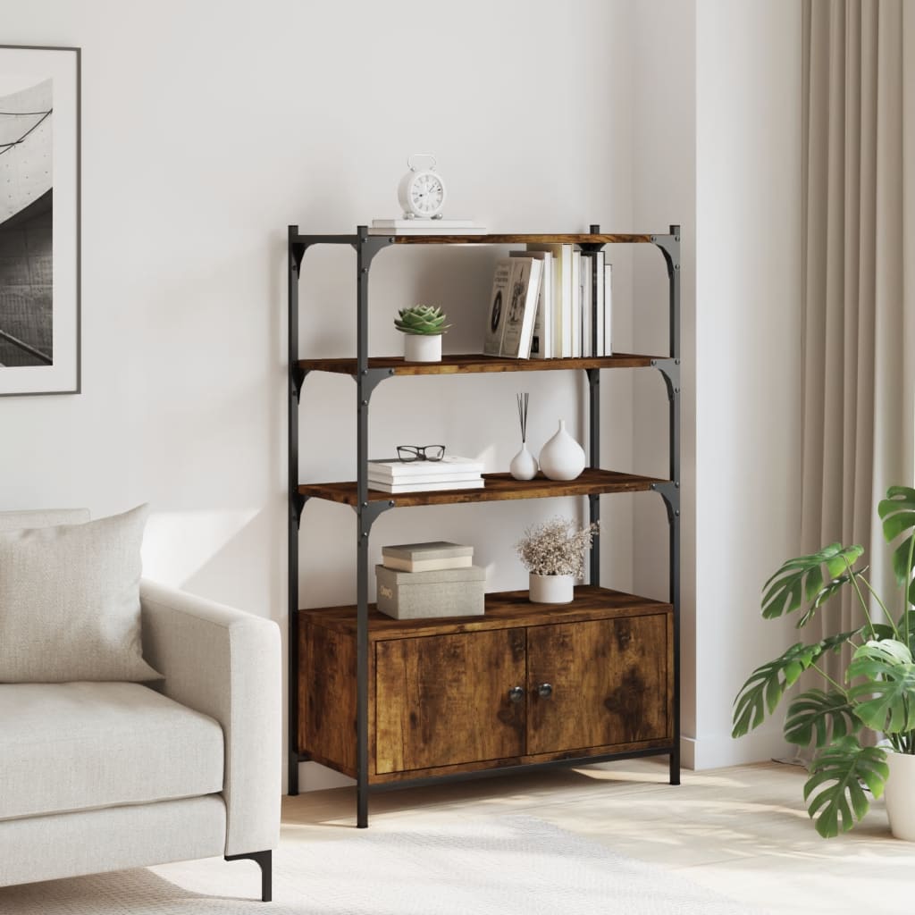 Bibliothèque 3 compartiments chêne fumé 70x30x109,5 cm matière bois