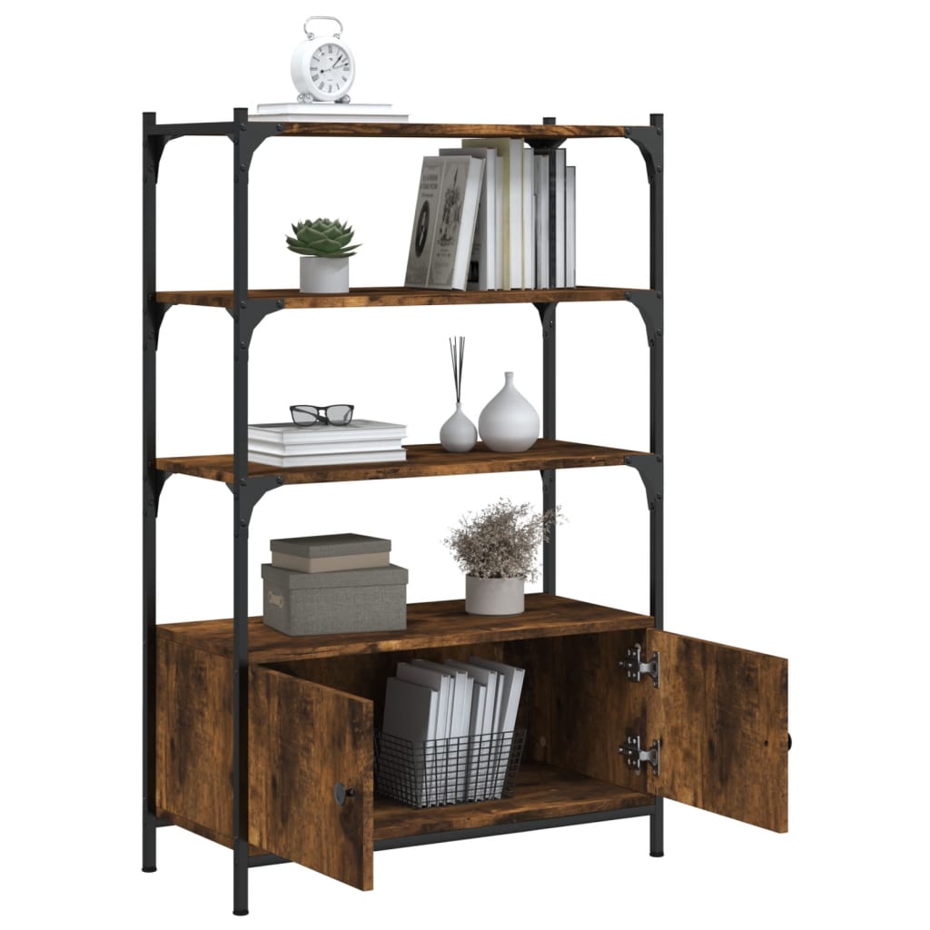 Bibliothèque 3 compartiments chêne fumé 70x30x109,5 cm matière bois