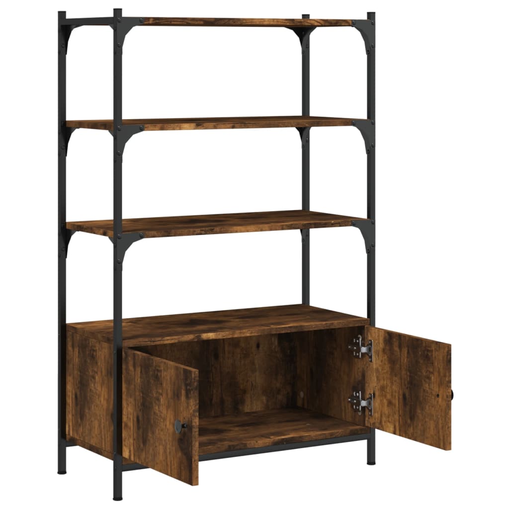 Bibliothèque 3 compartiments chêne fumé 70x30x109,5 cm matière bois