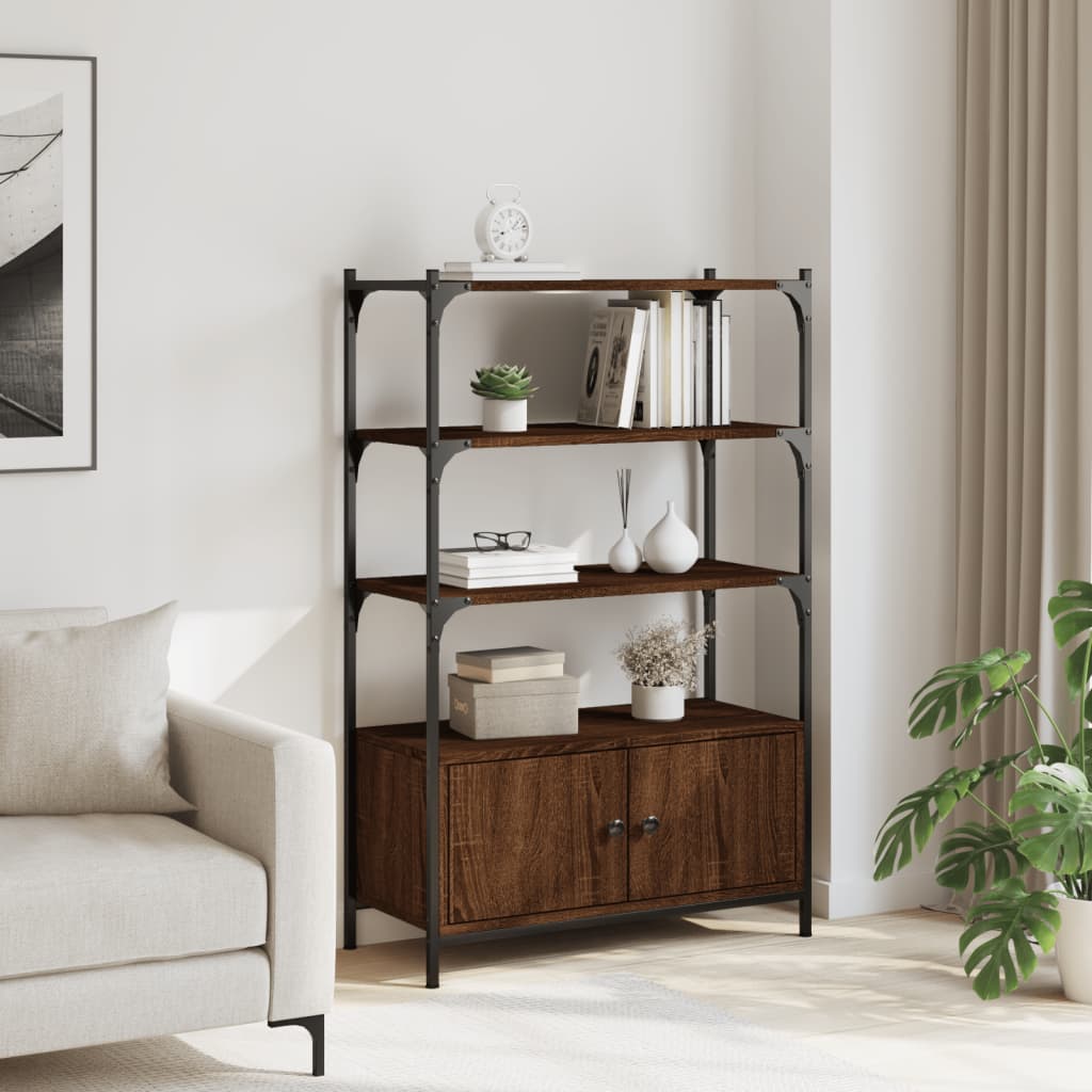 Bibliothèque 3 compartiments chêne brun 70x30x109,5 cm matière bois