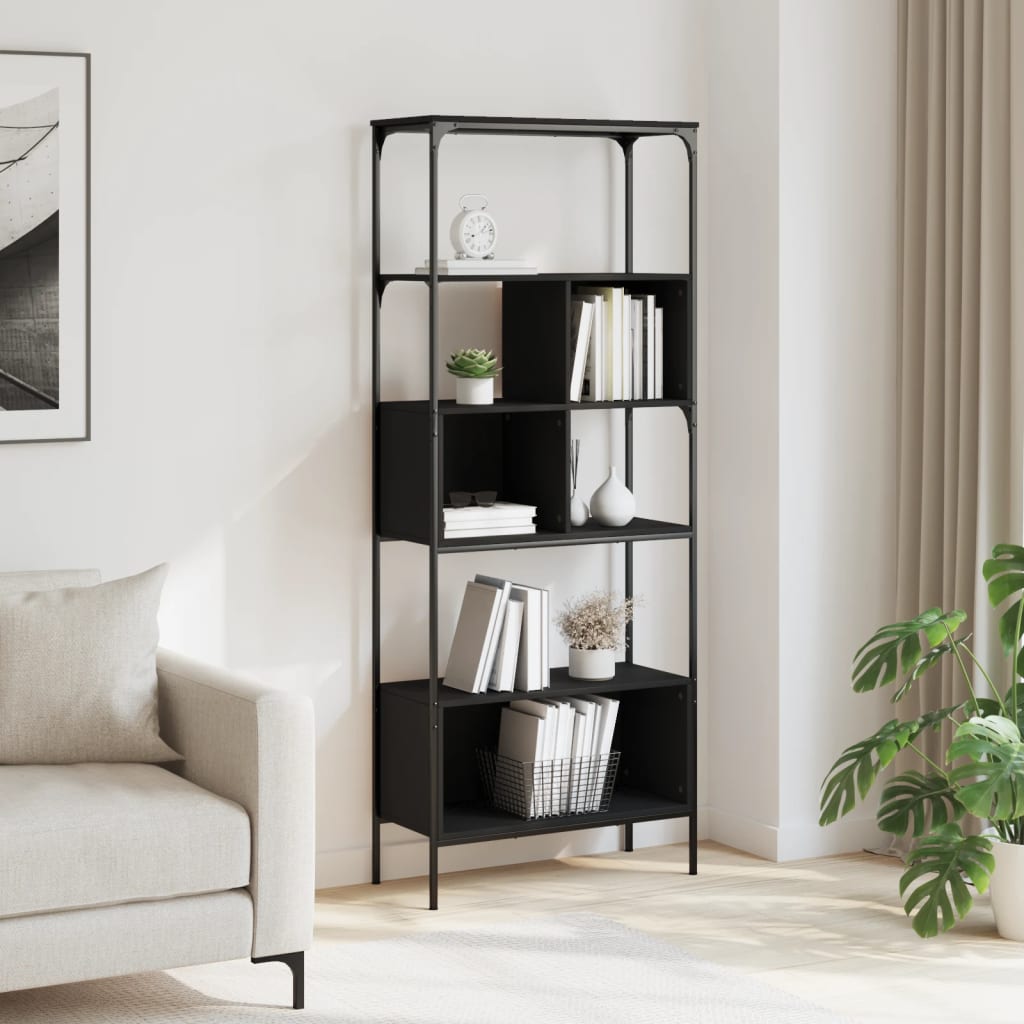 Bookcase 5 Shelves Black 76x33x188.5 cm Wood Material